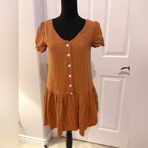 Urban Outfitters Rust Orange Houston Front Button-Down Dress XS
